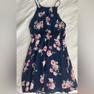 Blue Rain Navy and Pink Floral Dress